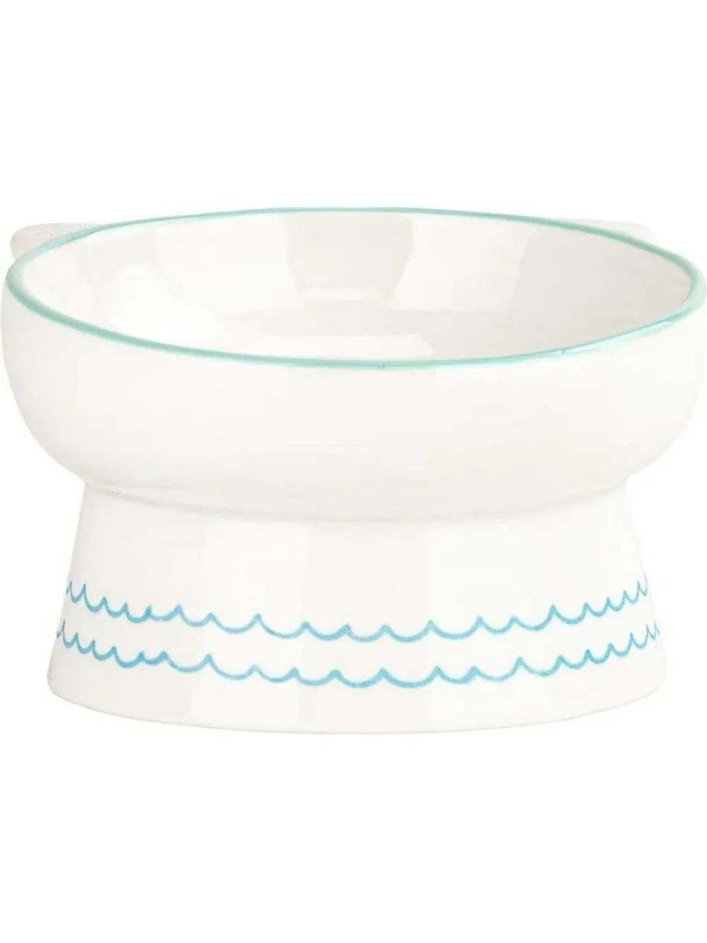 Elevated Cat Bowl 10 Strawberry Street White Green Ceramic Food Water Dish New